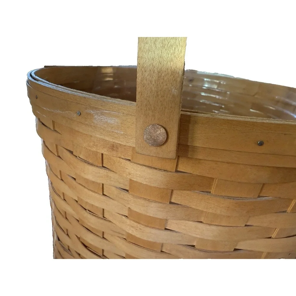Longaberger 1998  Basket Large Round‎ Basket  Signed 12x10  Liner Grandma Core